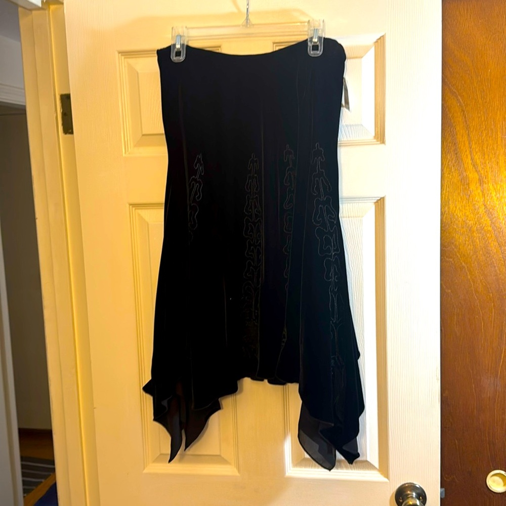 DKNY Black Velvet Asymmetrical Skirt Size 10 NWT